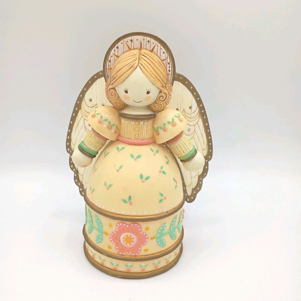 VTG 1977 Hallmark Angel Christmas Tree Topper Hard Plastic Folk Art 6 1/2"
